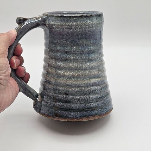 Art Pottery Blue Ceramic Mug Coffee Grog Large Cup Handmade Stoneware Signed - Picture 3 of 14